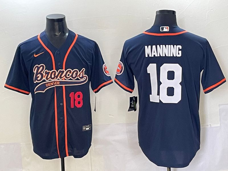 Men 2025 Denver Broncos #18 Manning Blue  joint name 2024 Nike Limited NFL Jersey style 2